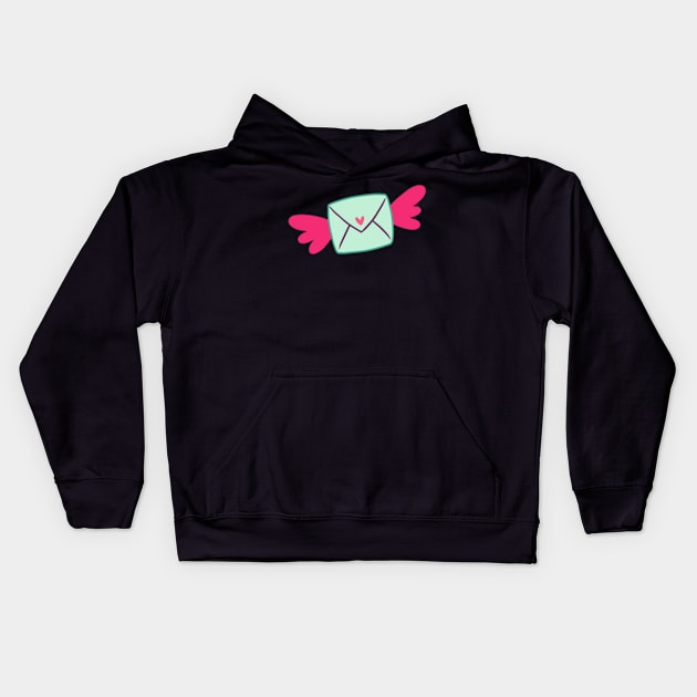 envelope with wings and a heart on it Kids Hoodie by MN-STORE